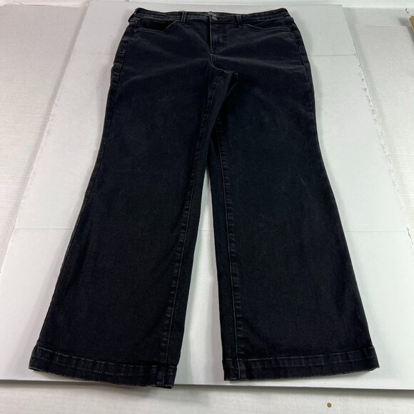 Not Your Daughter Jeans Women's 33x26* Julia Flare Crop Black Faded Denim Tag 12 - Picture 1 of 16